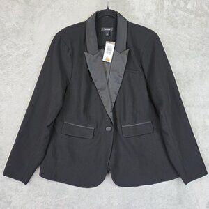 Torrid Blazer Womens 2X Black Tuxedo Shawl Collar Lined Stretch Jacket Plus